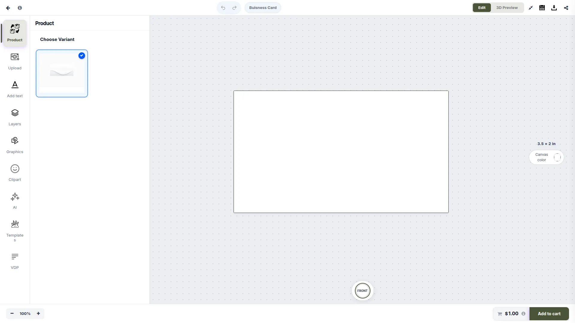 Empty canvas — screenshot from the PrintIntegrator designer