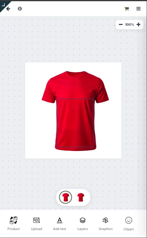 Mobile-friendly designer — screenshot from the PrintIntegrator designer
