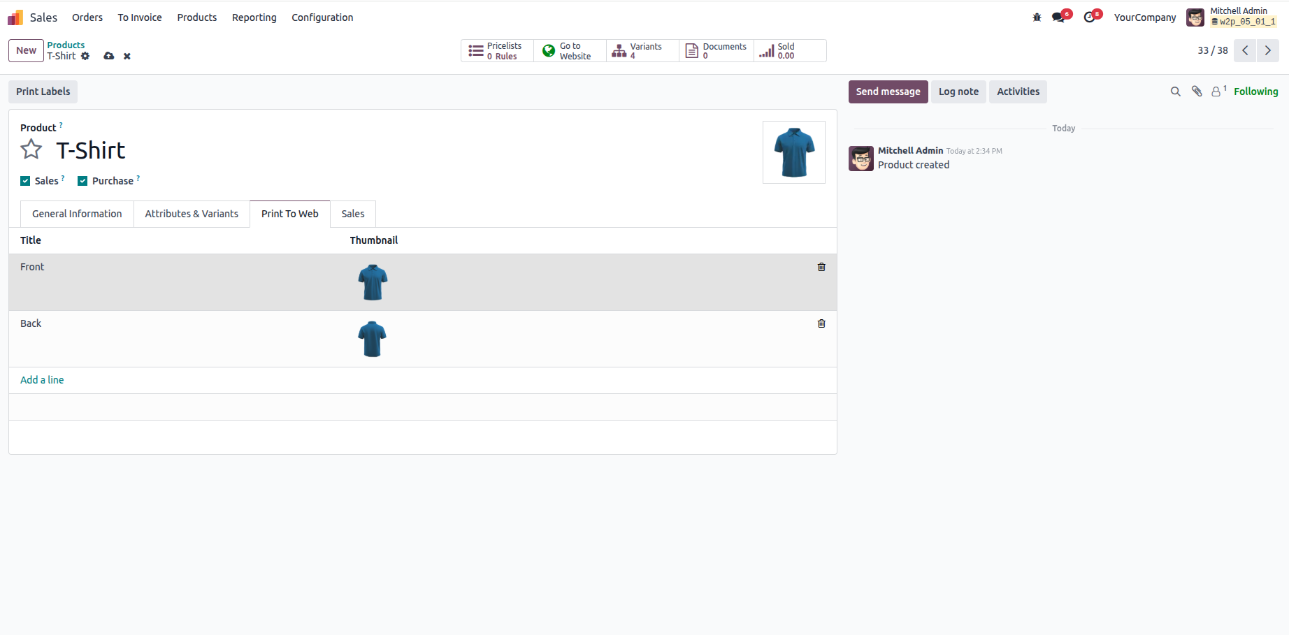 Admin: uploading a default design template for the personalizable product